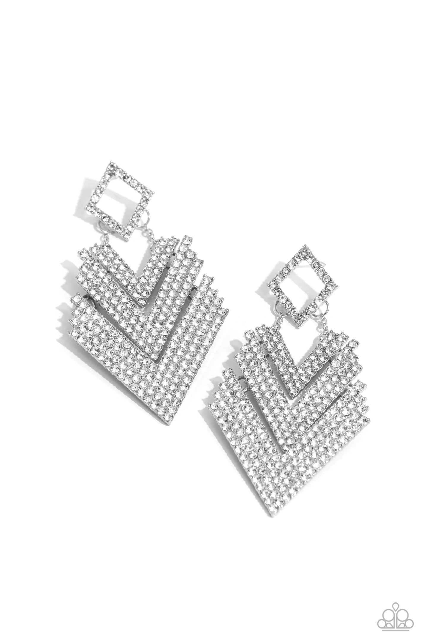 Cautious Caliber White-Earrings