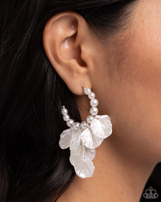 Frilly Feature White-Earrings