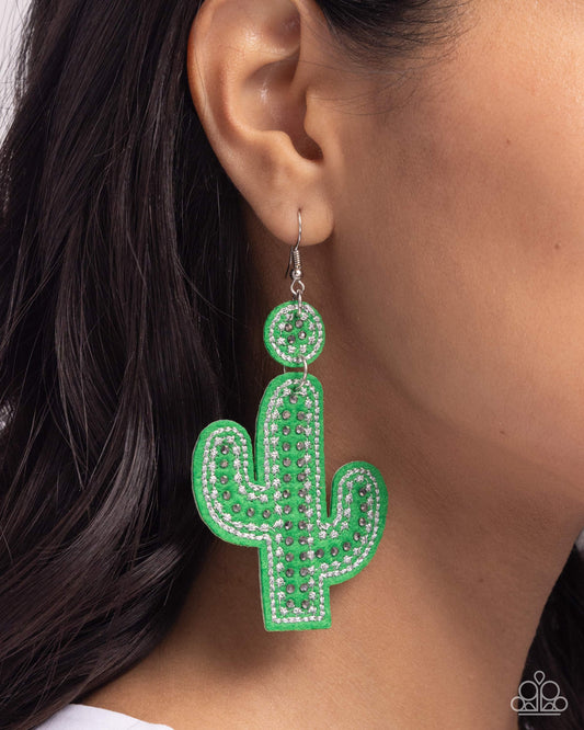 Cactus Cameo Green-Earrings