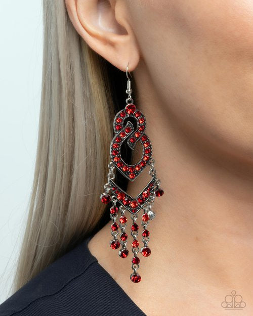 Pristine Precipitation Red-Earrings