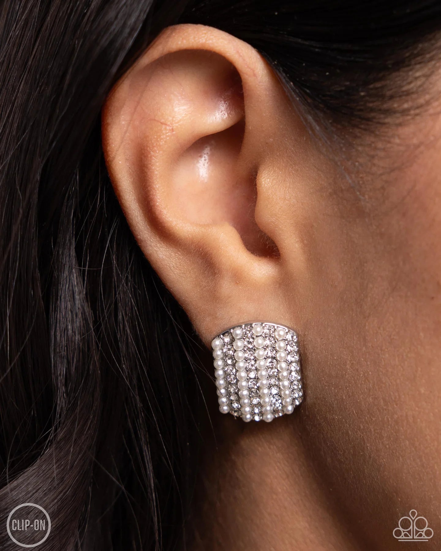 Glittering Generosity White Clip-On-Earrings