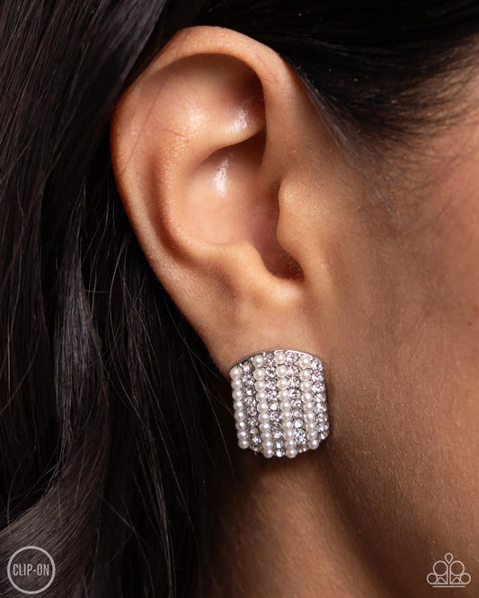 Glittering Generosity White Clip-On-Earrings
