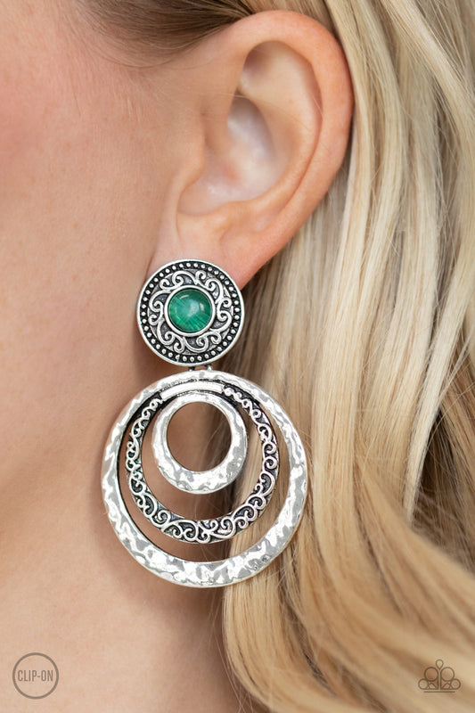Bare Your Soul Green Clip-On-Earrings