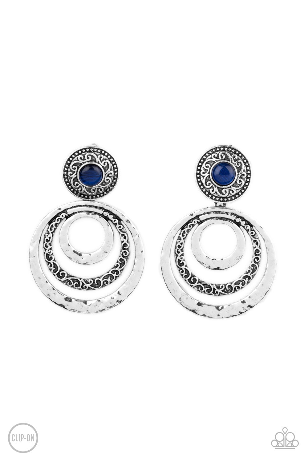 Bare Your Soul Blue Clip-On Earrings