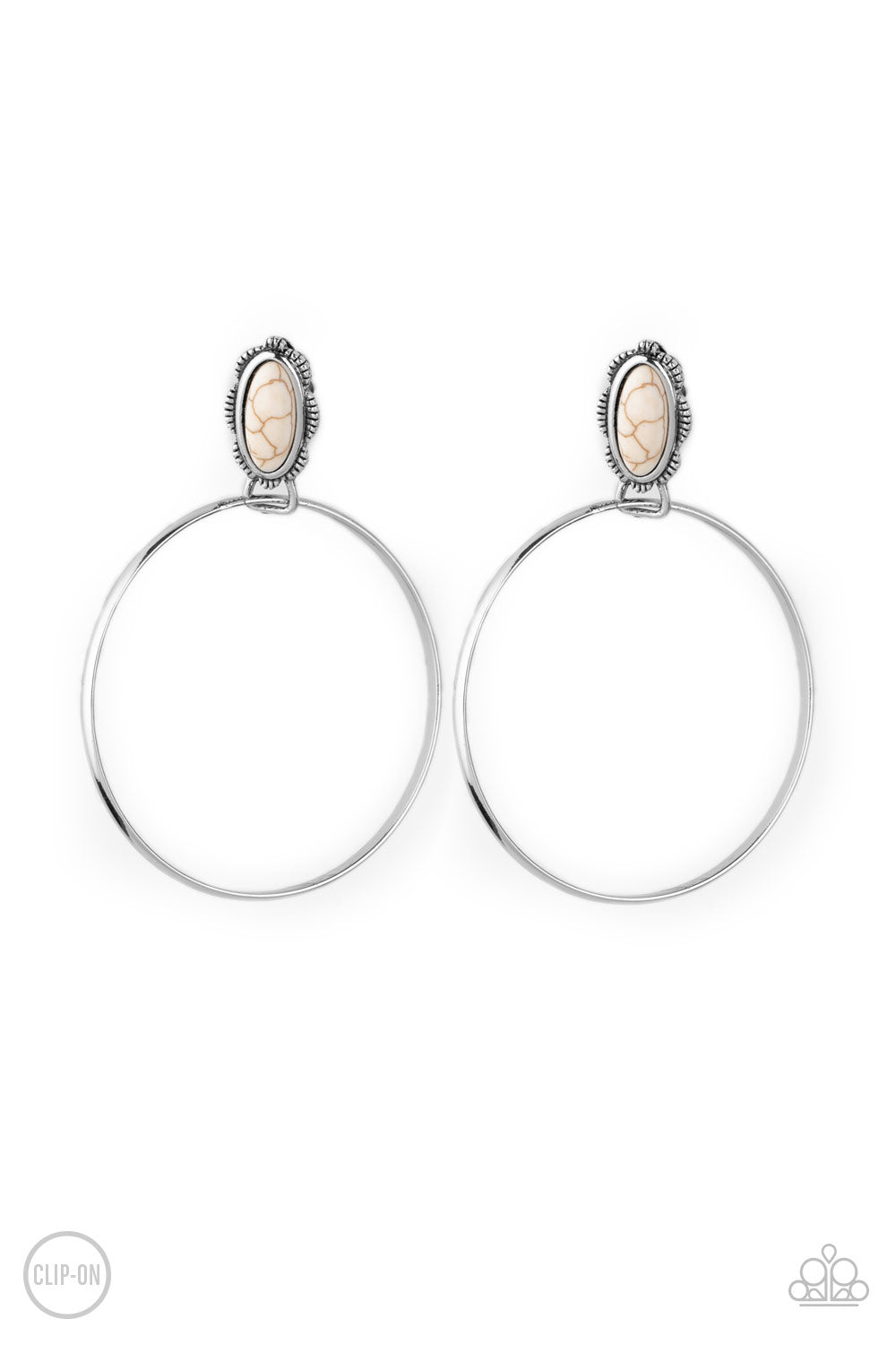 At Long LASSO White Clip-On-Earrings