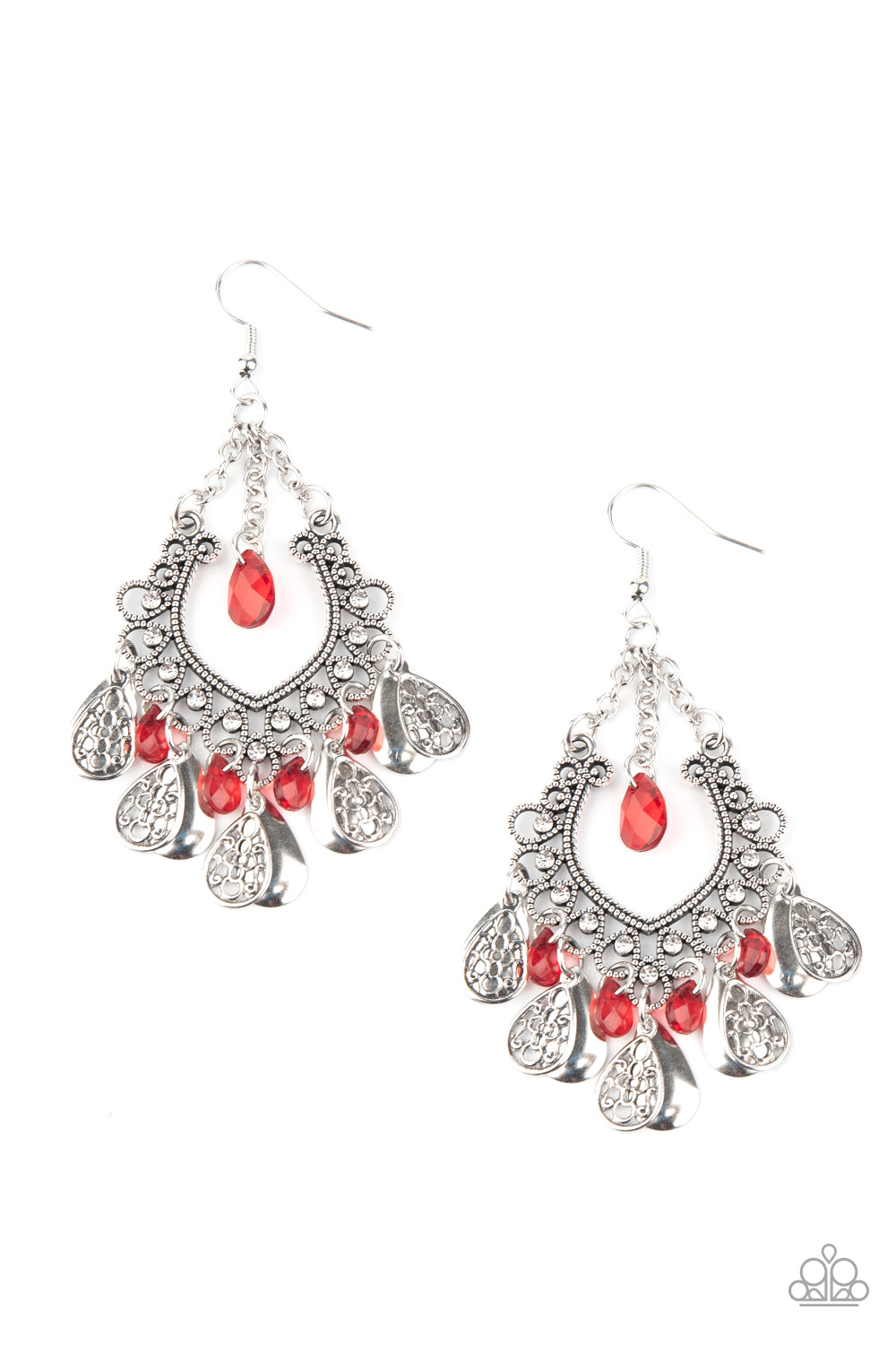 Paparazzi Earrings - Paparazzi Modern Monte Carlo Red Earrings | CarasShop