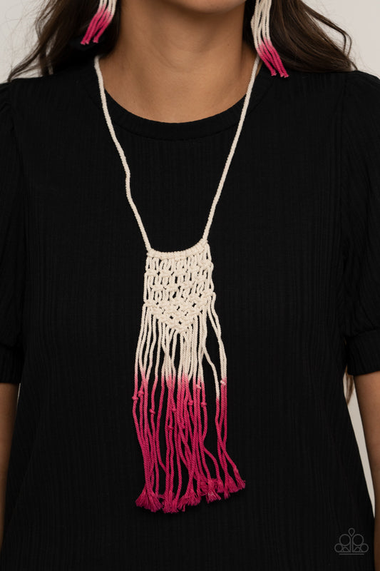Surfin The Net Pink-Necklace