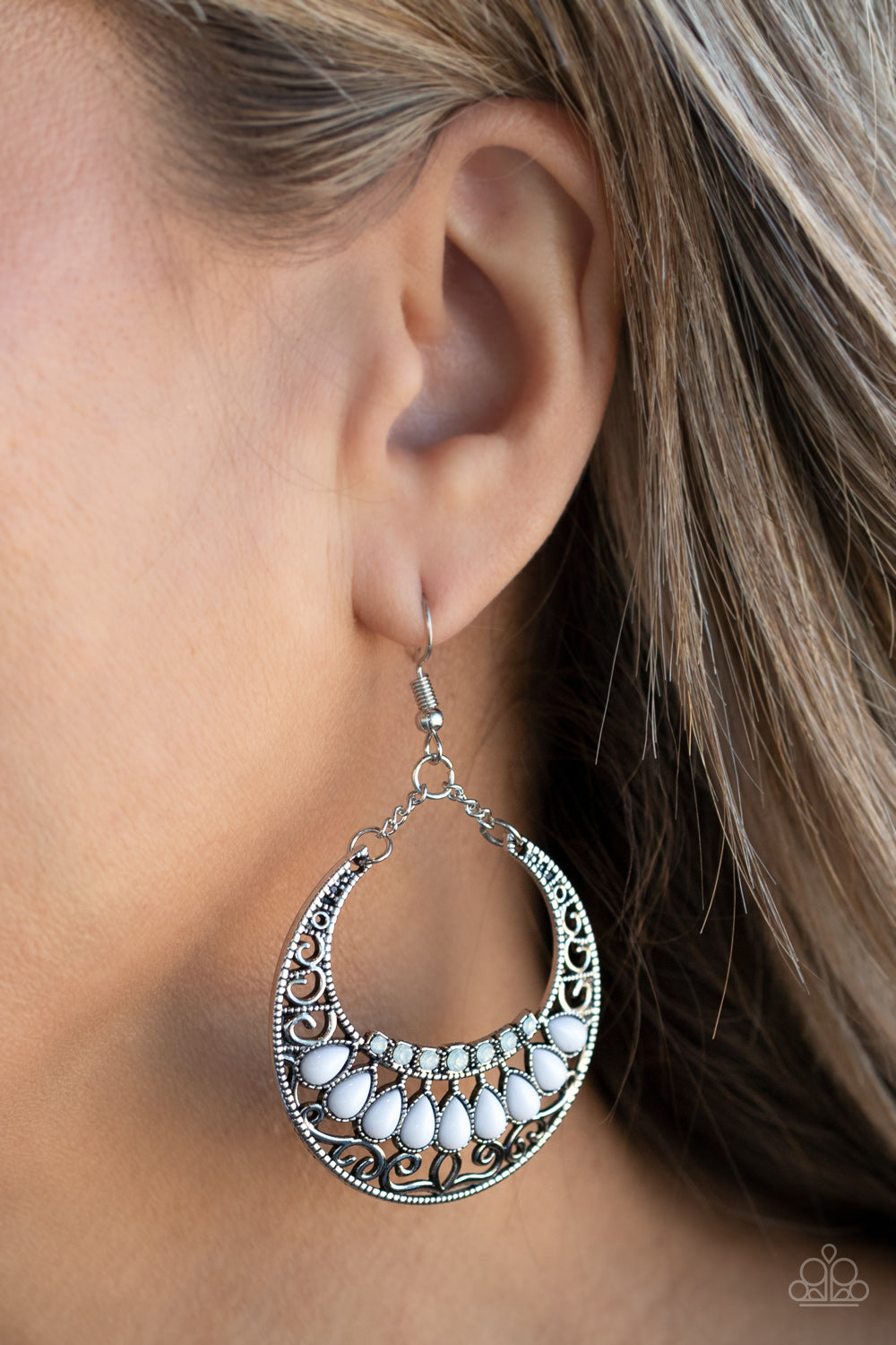 Crescent Couture White-Earrings