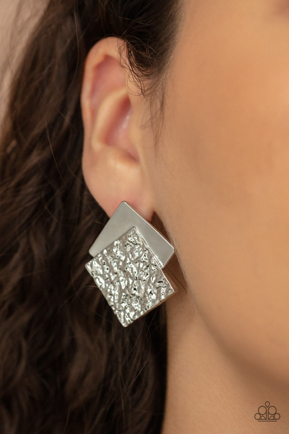Square With Style Silver-Earrings