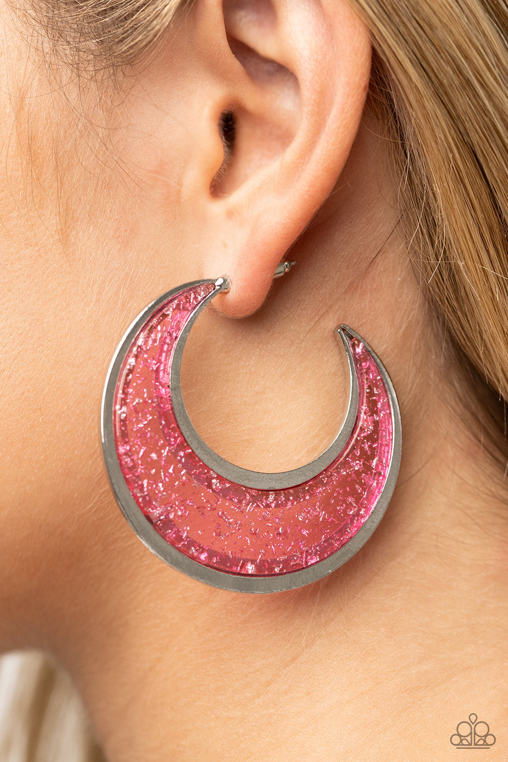 Charismatically Curvy Pink-Earrings