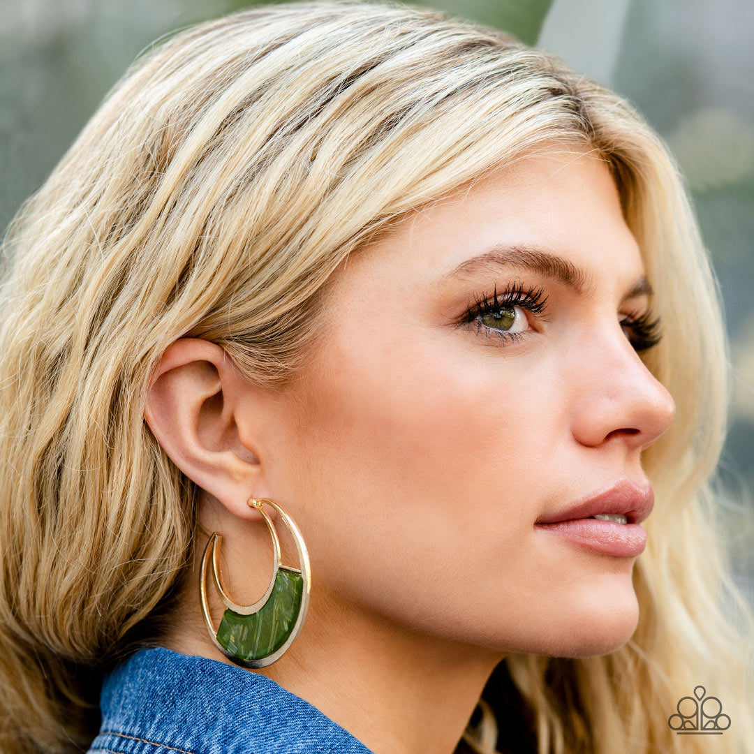 Contemporary Curves Green-Earrings