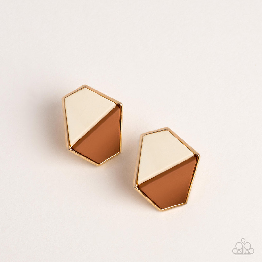 Generically Geometric Brown- Earrings