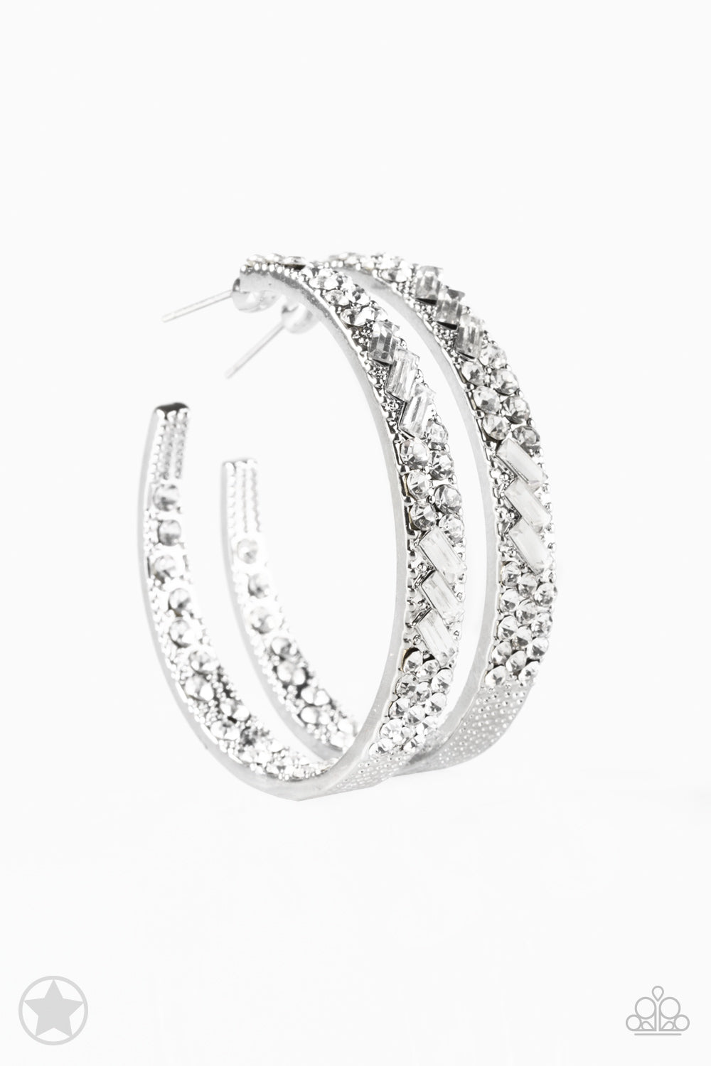 GLITZY By Association White Hoop-Earrings