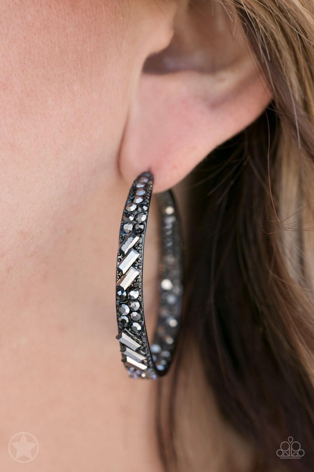 GLITZY By Association Black-Earrings