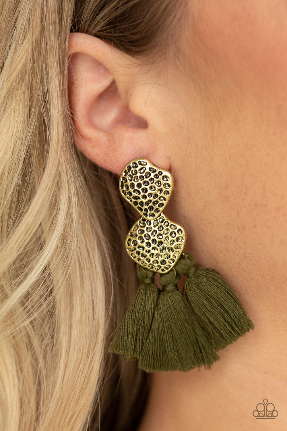 Tenacious Tassel Green-Earrings