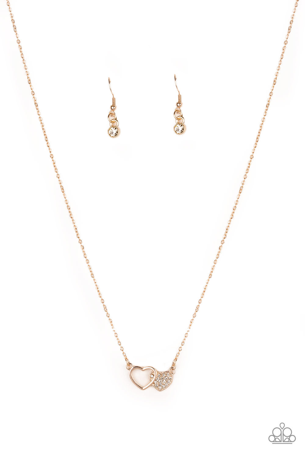 Paparazzi Lock Up Your Valuables Rose Gold Necklace & Earring Set