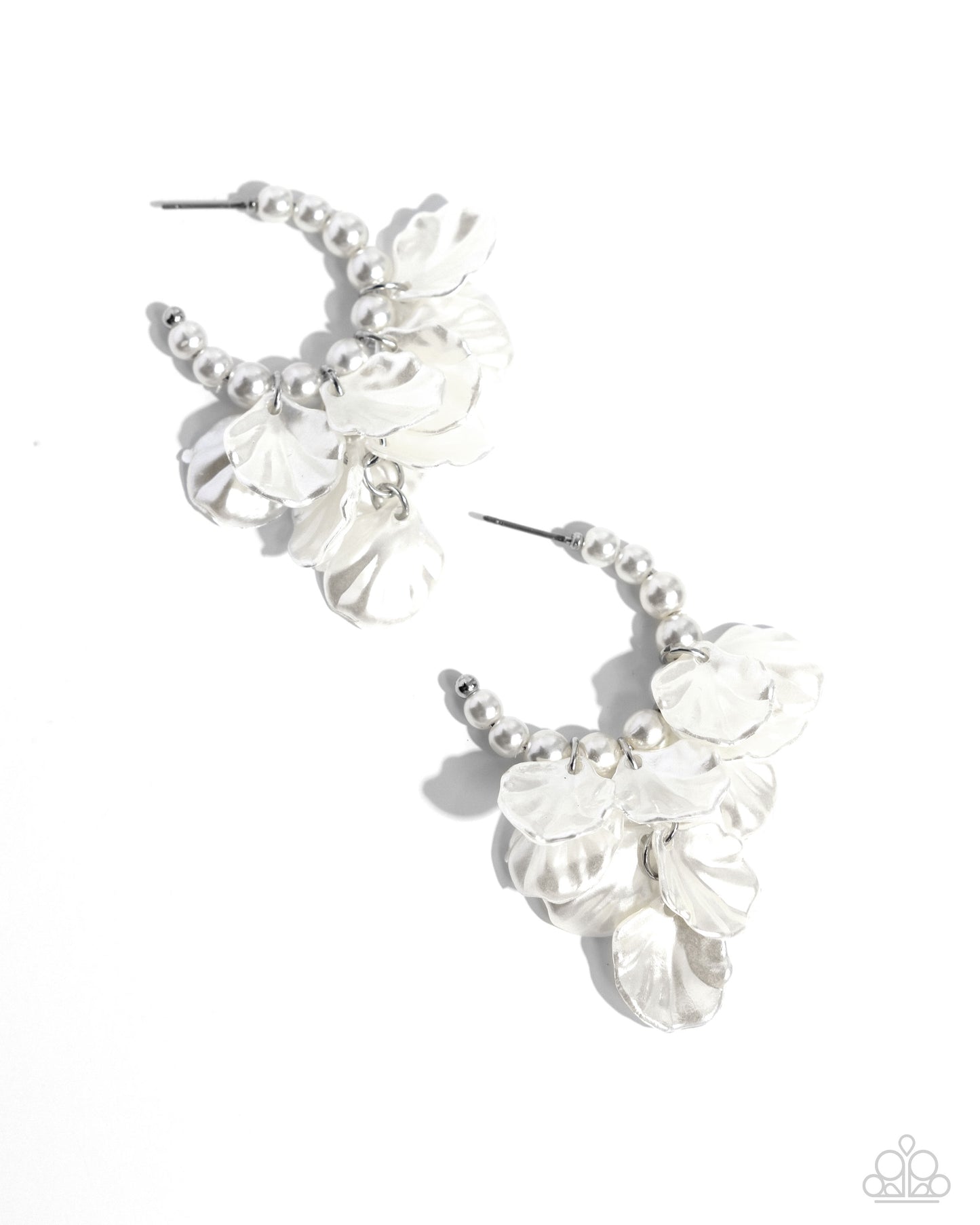 Frilly Feature White-Earrings
