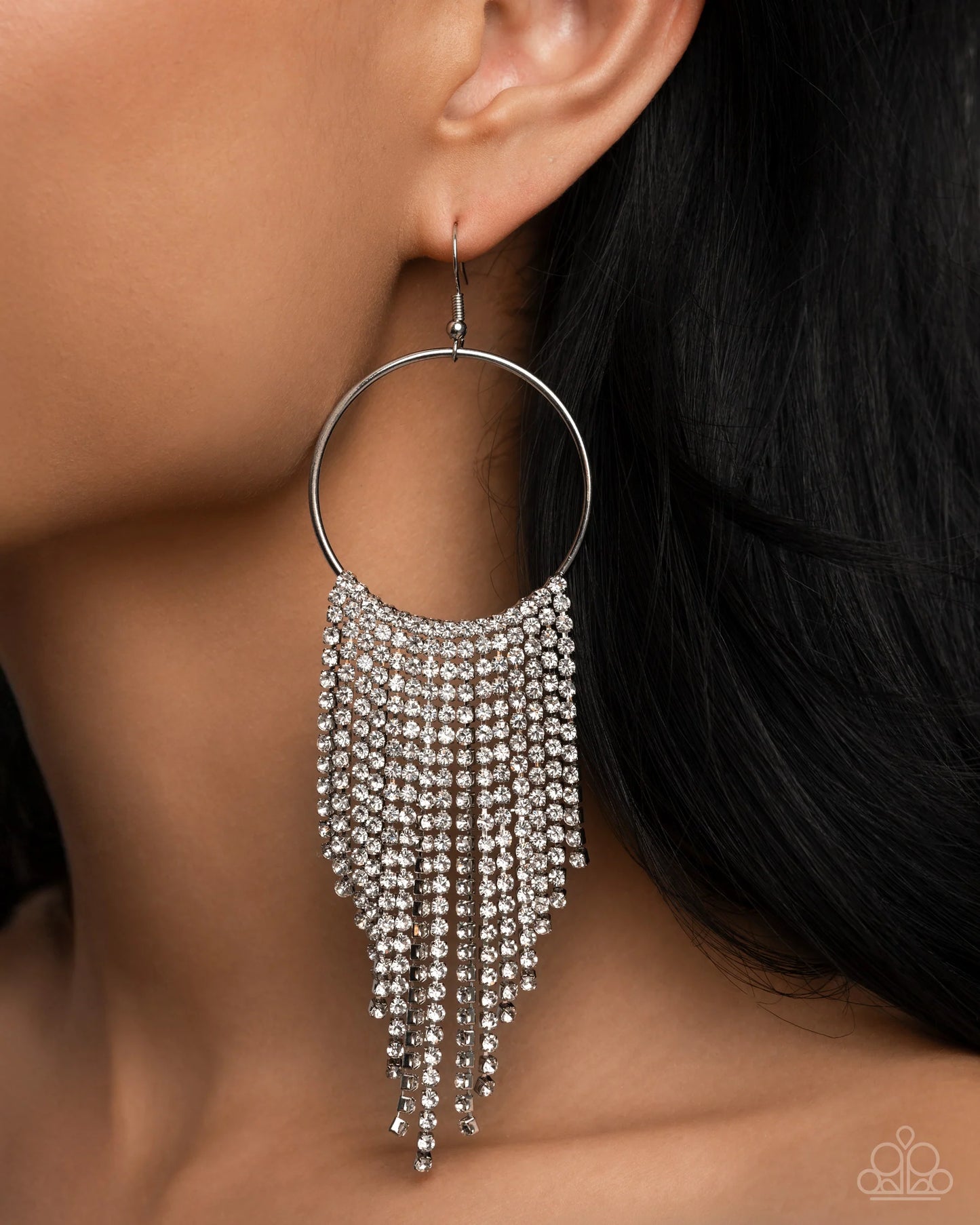 Streamlined Shimmer White-Earrings