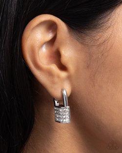 Locked Luxury White-Earrings