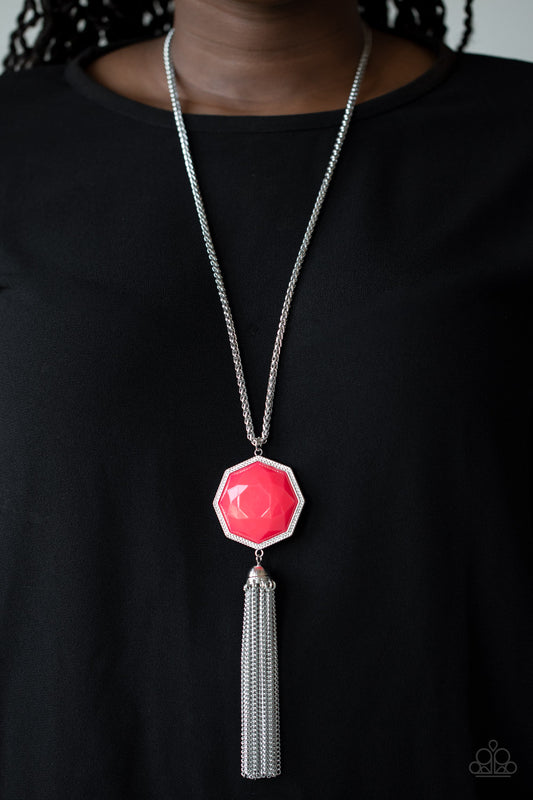 Prismatically Polygon Pink-Necklace
