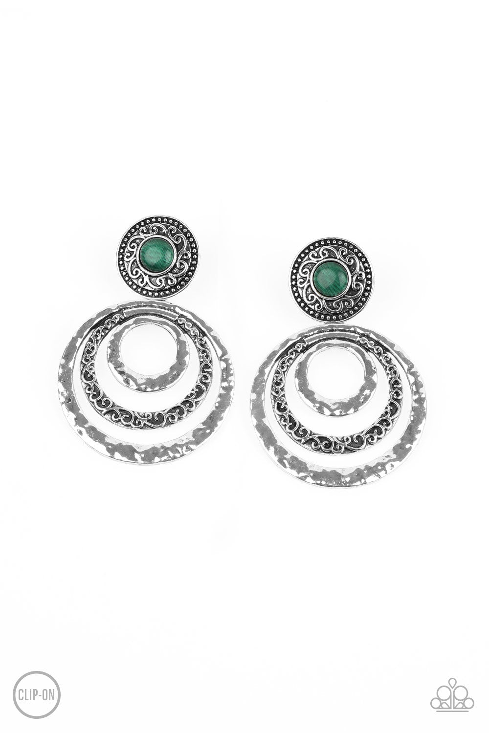 Bare Your Soul Green Clip-On-Earrings