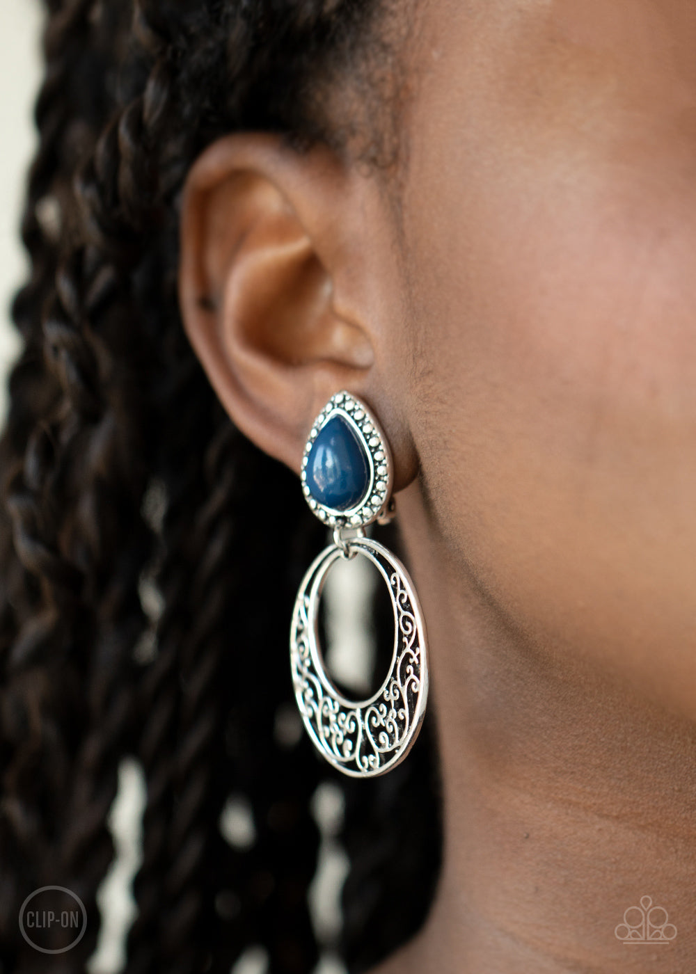 Exotic Escape Blue Clip-On-Earrings