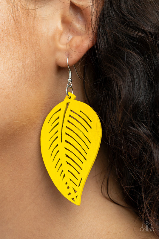 Tropical Foliage Yellow-Earrings