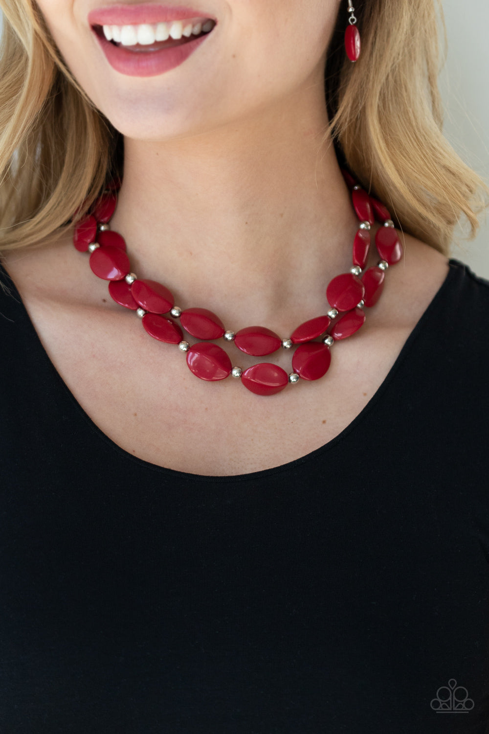 Two-Story Stunner Red-Necklace