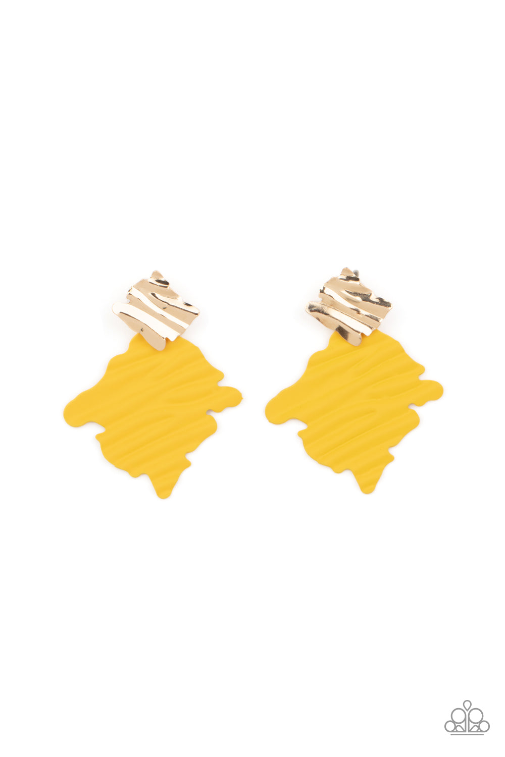 Crimped Couture Yellow-Earrings