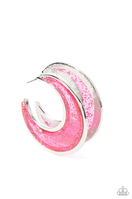 Charismatically Curvy Pink-Earrings