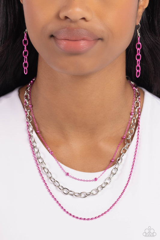 Mardi Gras Mayhem Pink-Necklace