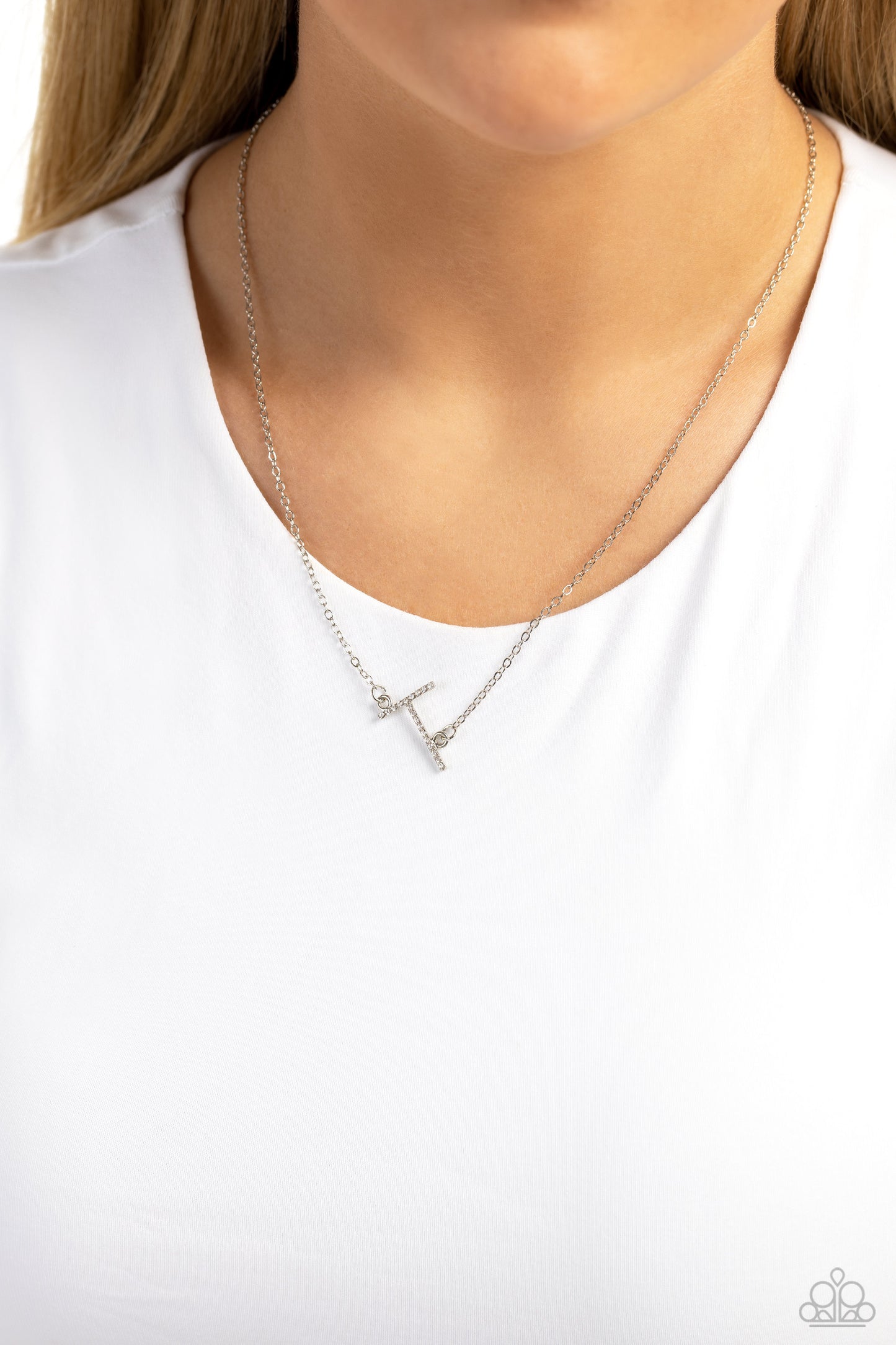 INITIALLY Yours - T White Necklace