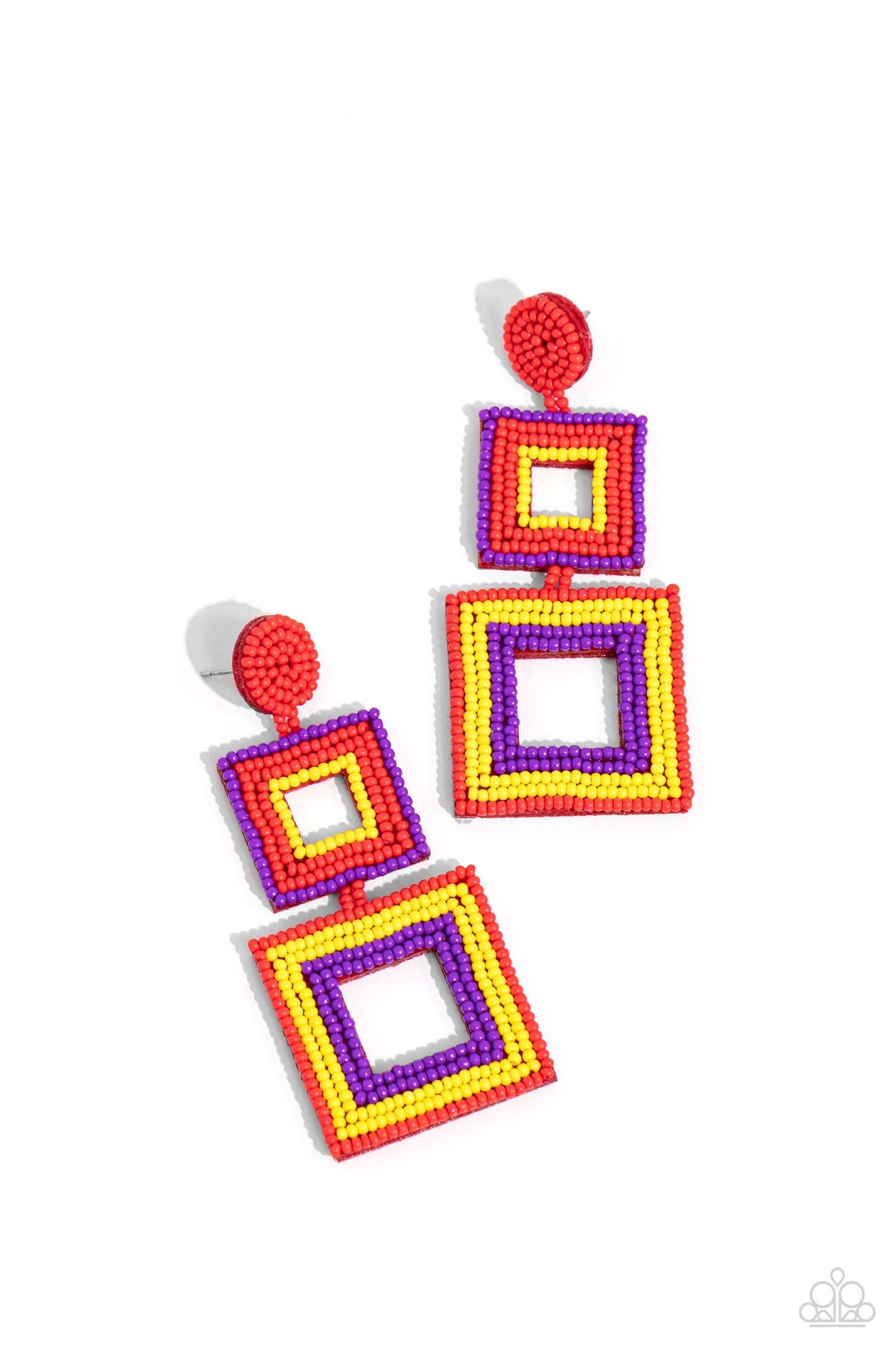 Seize the Squares Red-Earrings