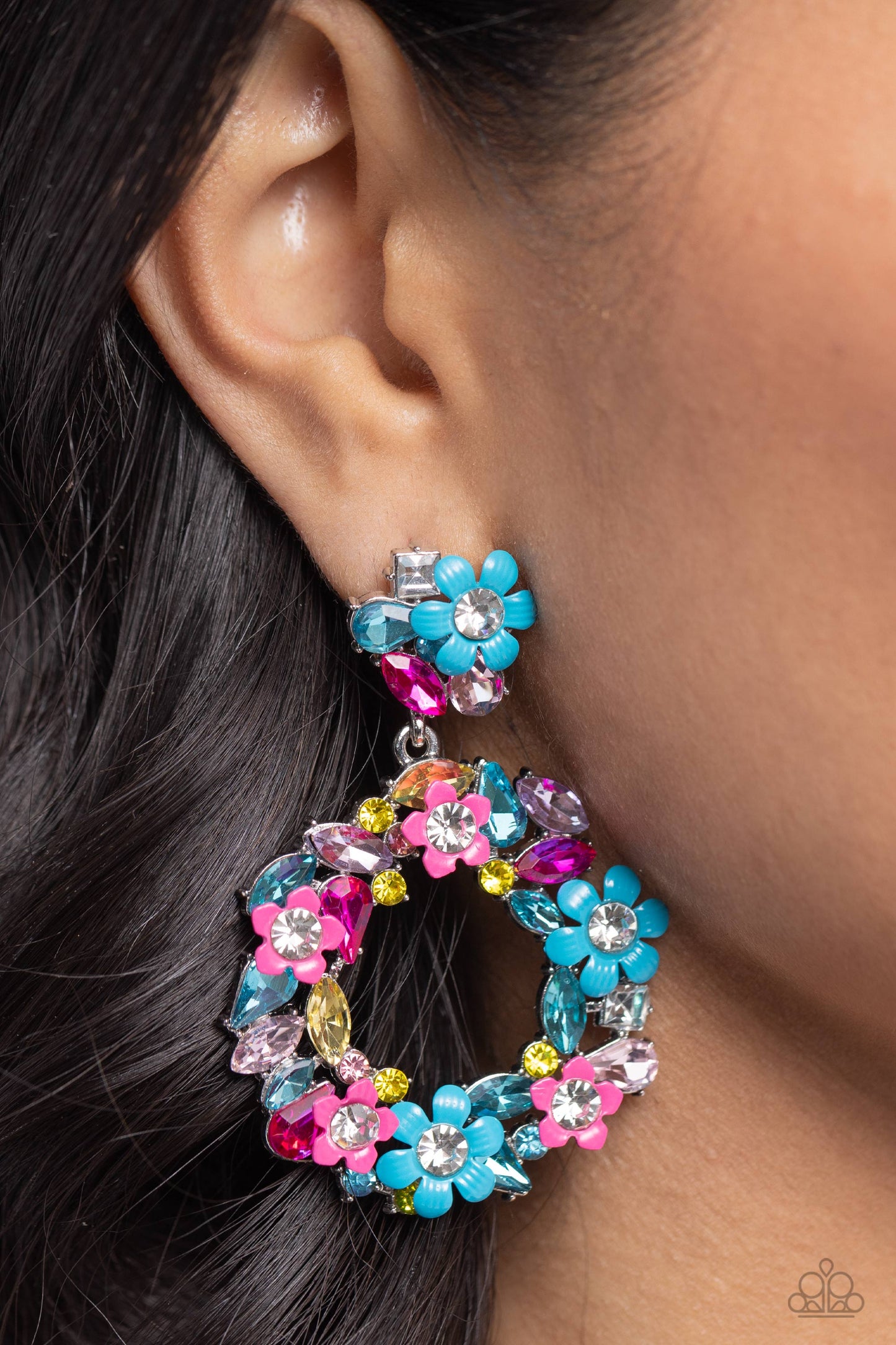 Wreathed in Wildflowers Blue-Earrings