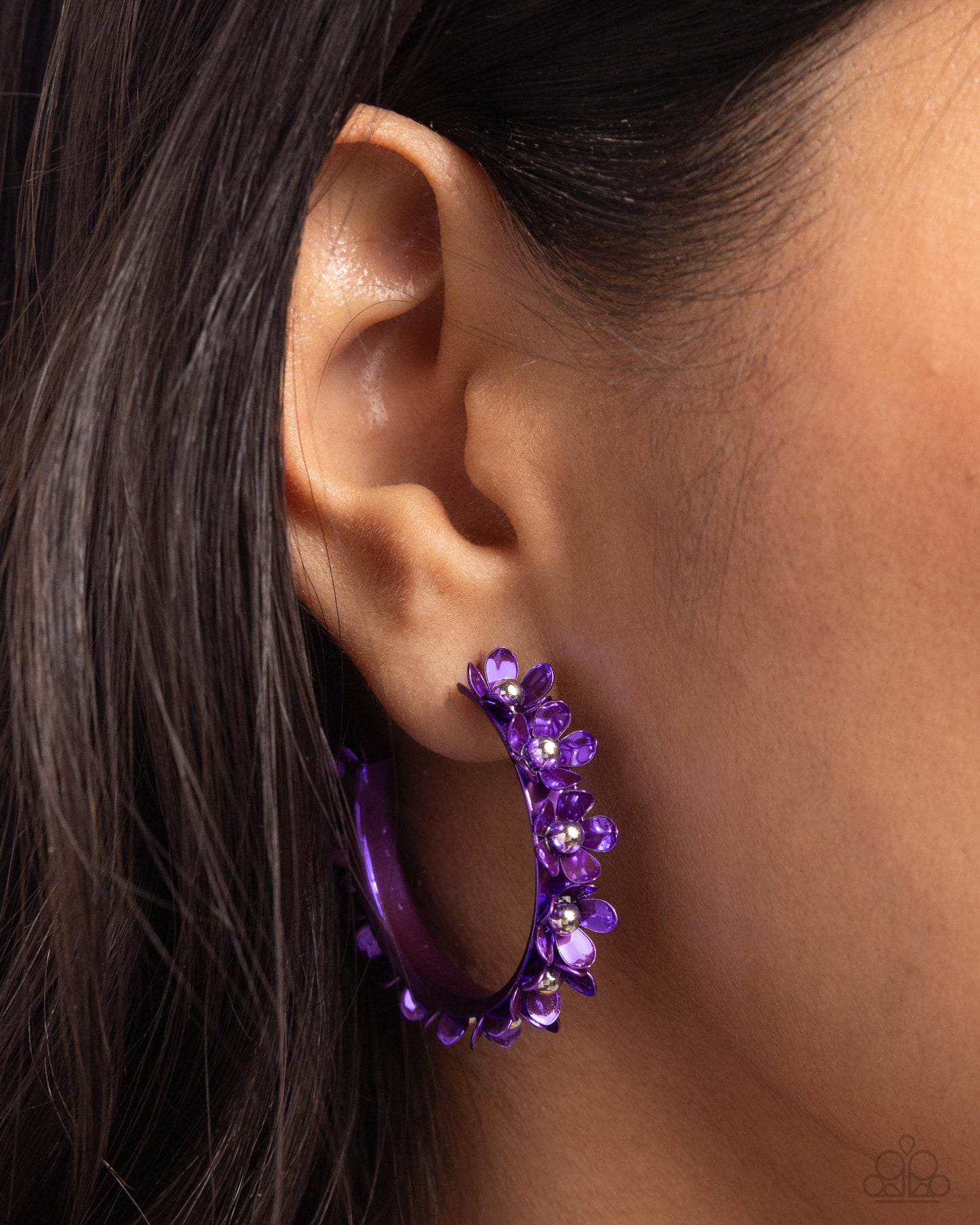Fashionable Flower Crown Purple-Earrings