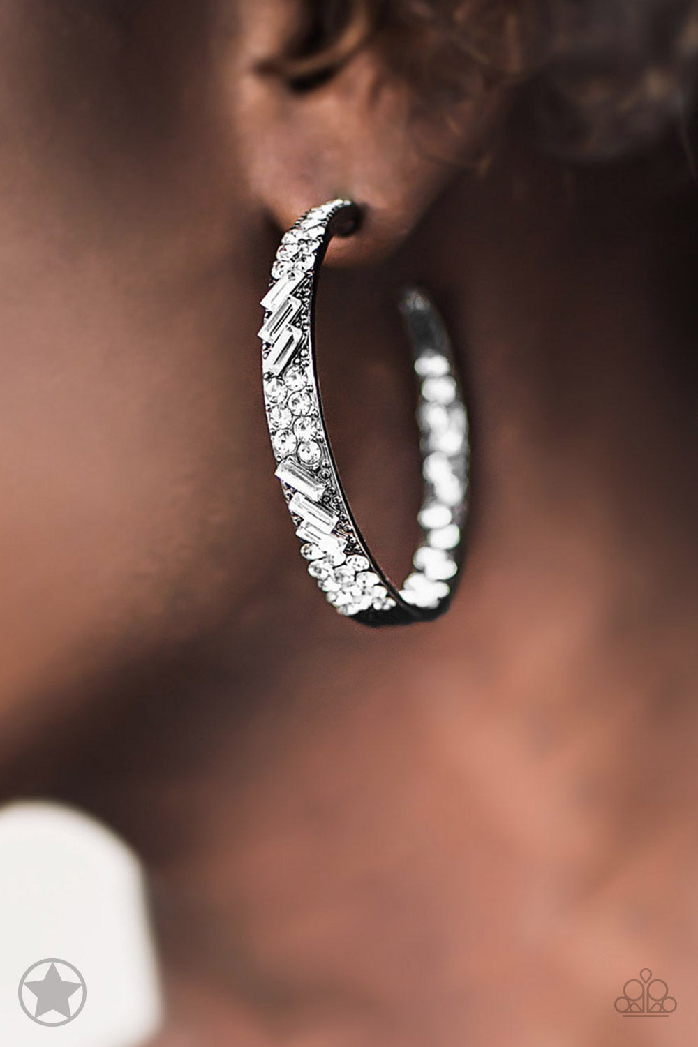 GLITZY by Association Gunmetal Hoop-Earrings