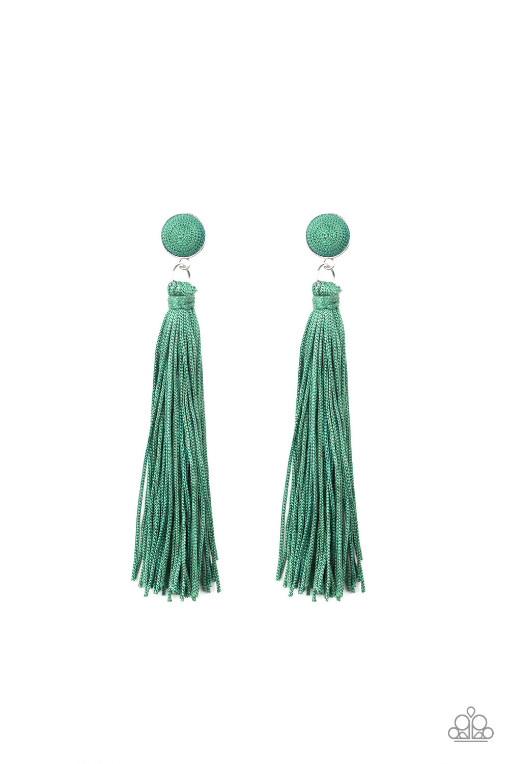 Tightrope Tassel Green-Earrings