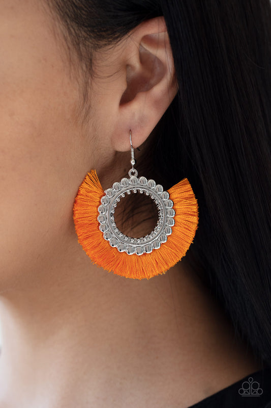 Fringe Fanatic Orange-Earrings