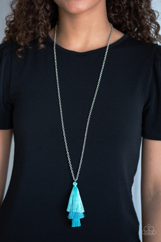 Triple The Tassel Blue-Necklace