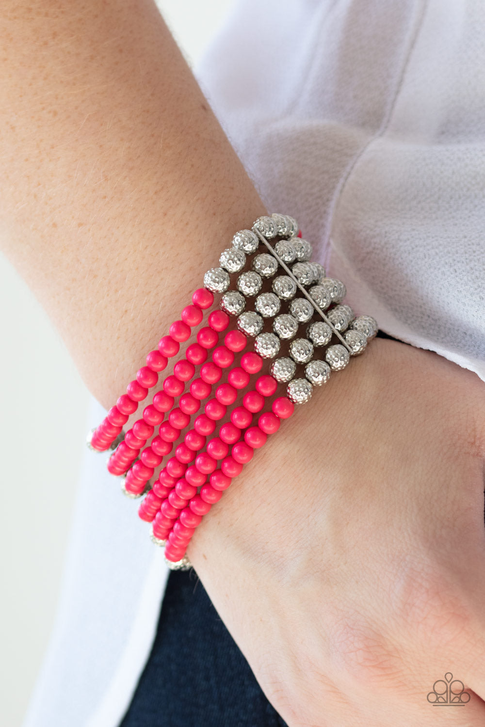 LAYER It On Thick Pink-Bracelet