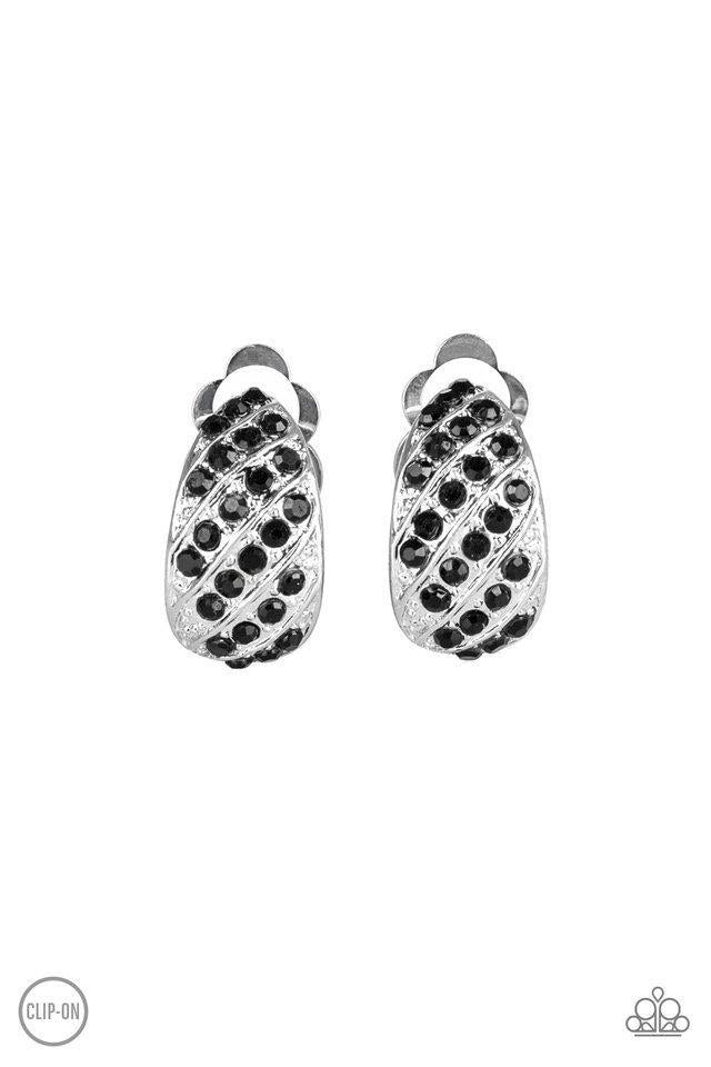 Sparkling Shells Black Clip-On Earrings