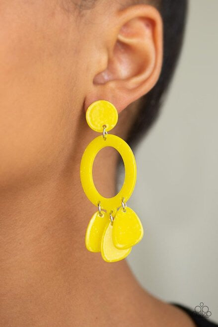 Sparkling Shores Yellow-Earrings