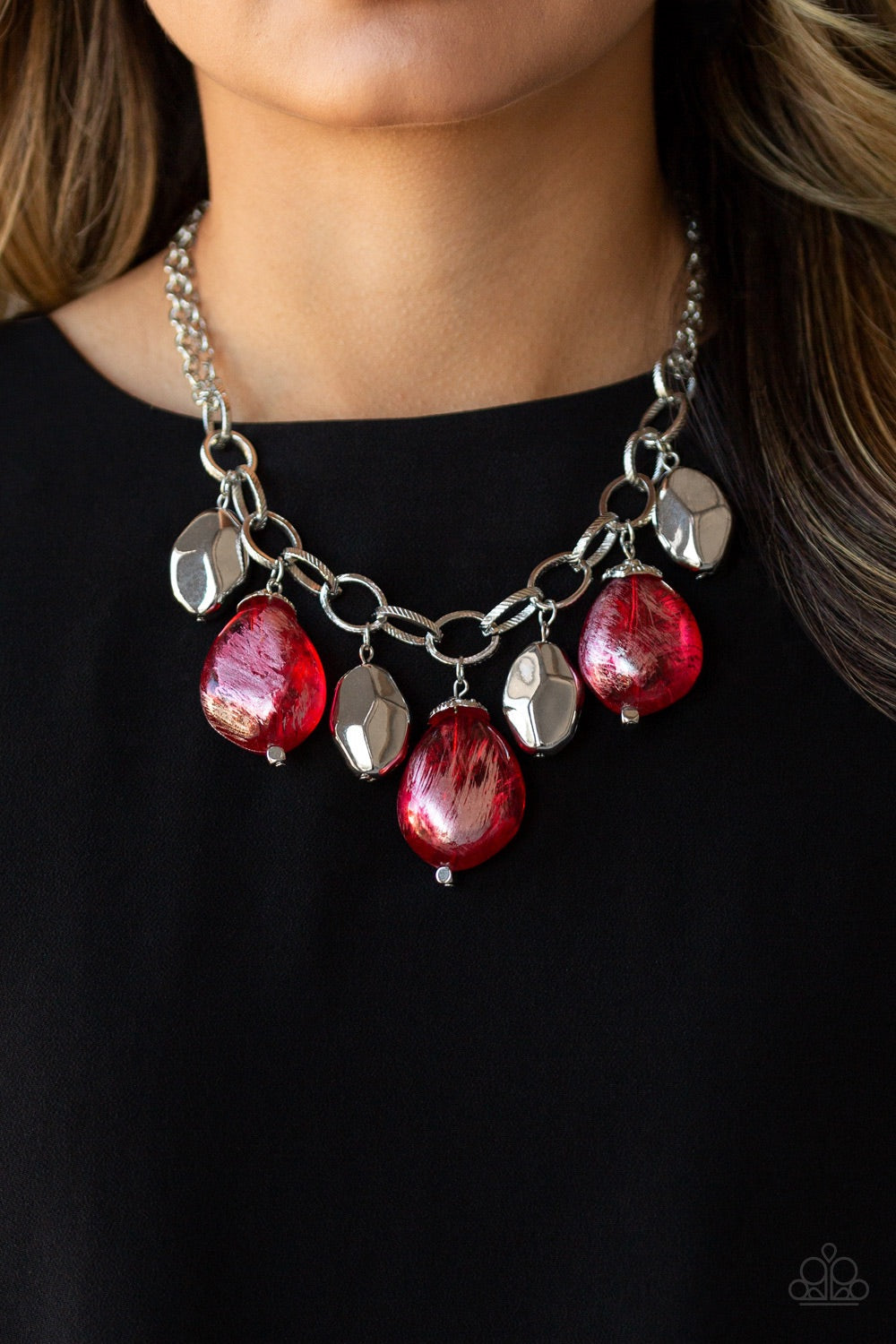 Looking Glass Glamorous Red-Necklace