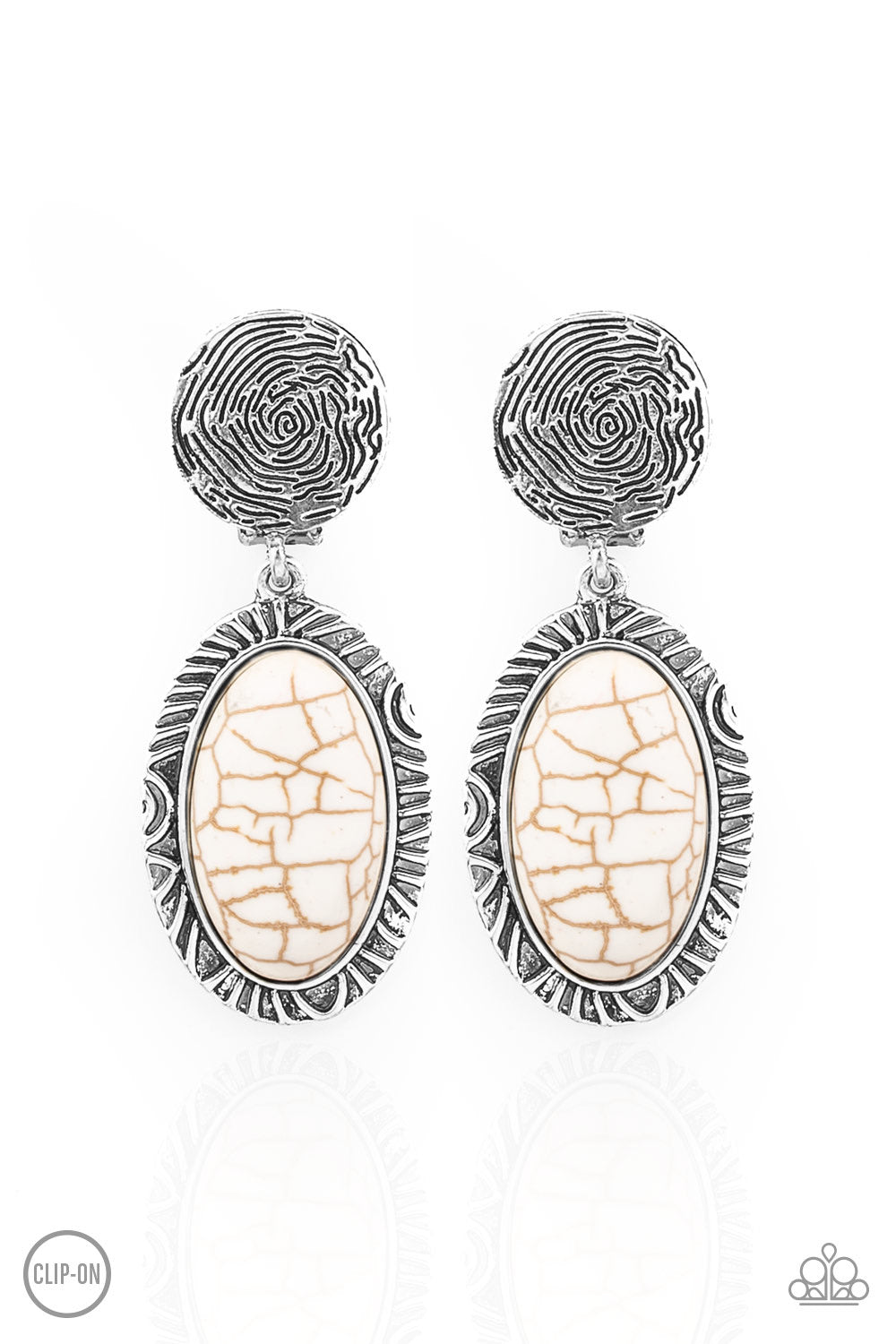 Southern Impressions White Clip-On-Earrings