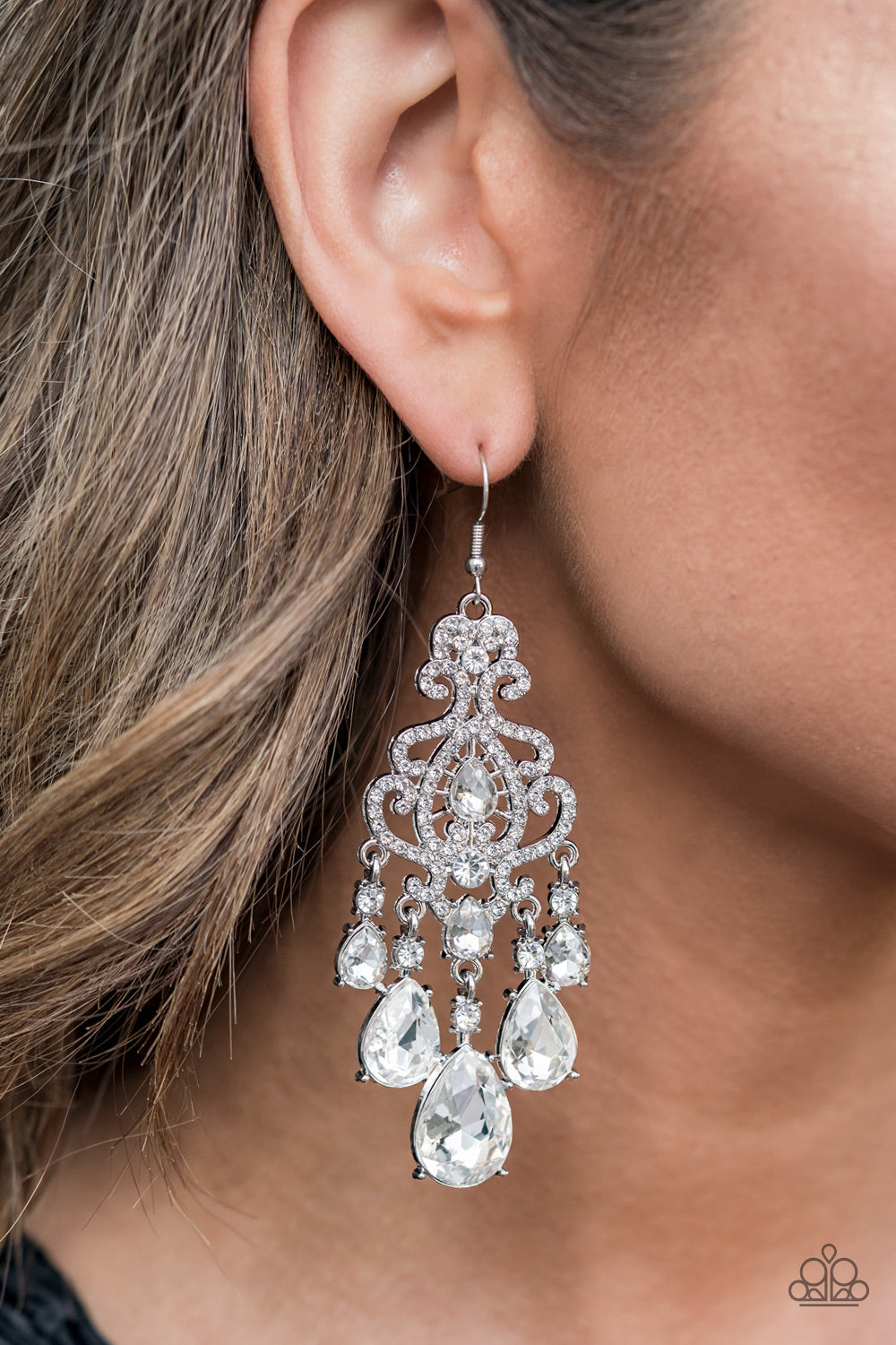 Queen Of All Things Sparkly White-Earrings