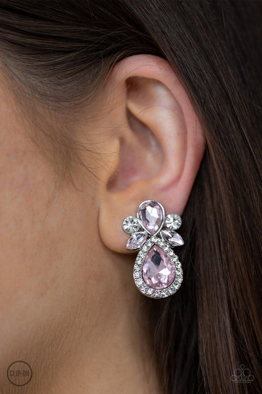 Celebrity Crowd Pink Clip-On-Earrings