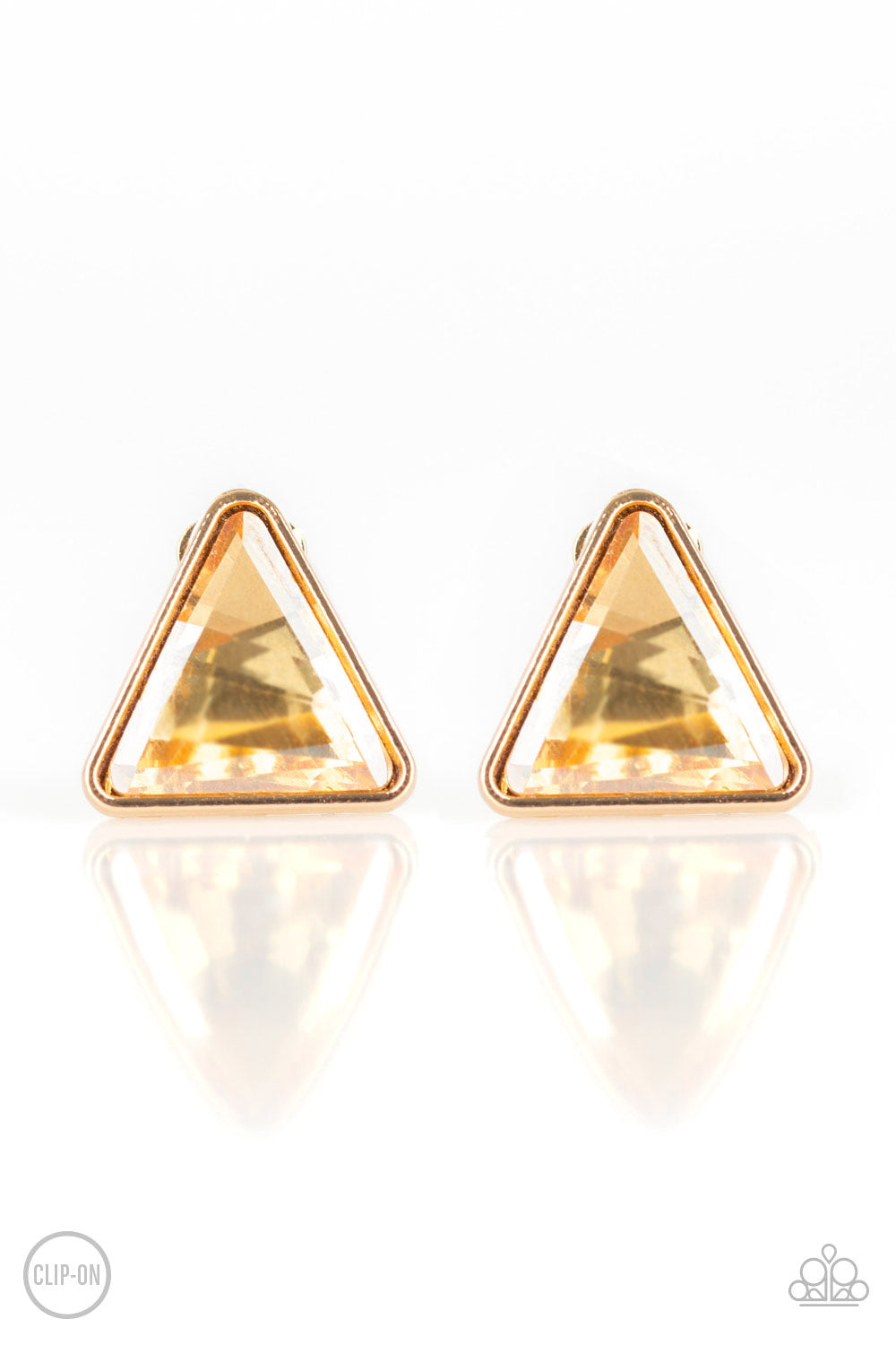 Timeless In Triangles Gold Clip-On Earrings
