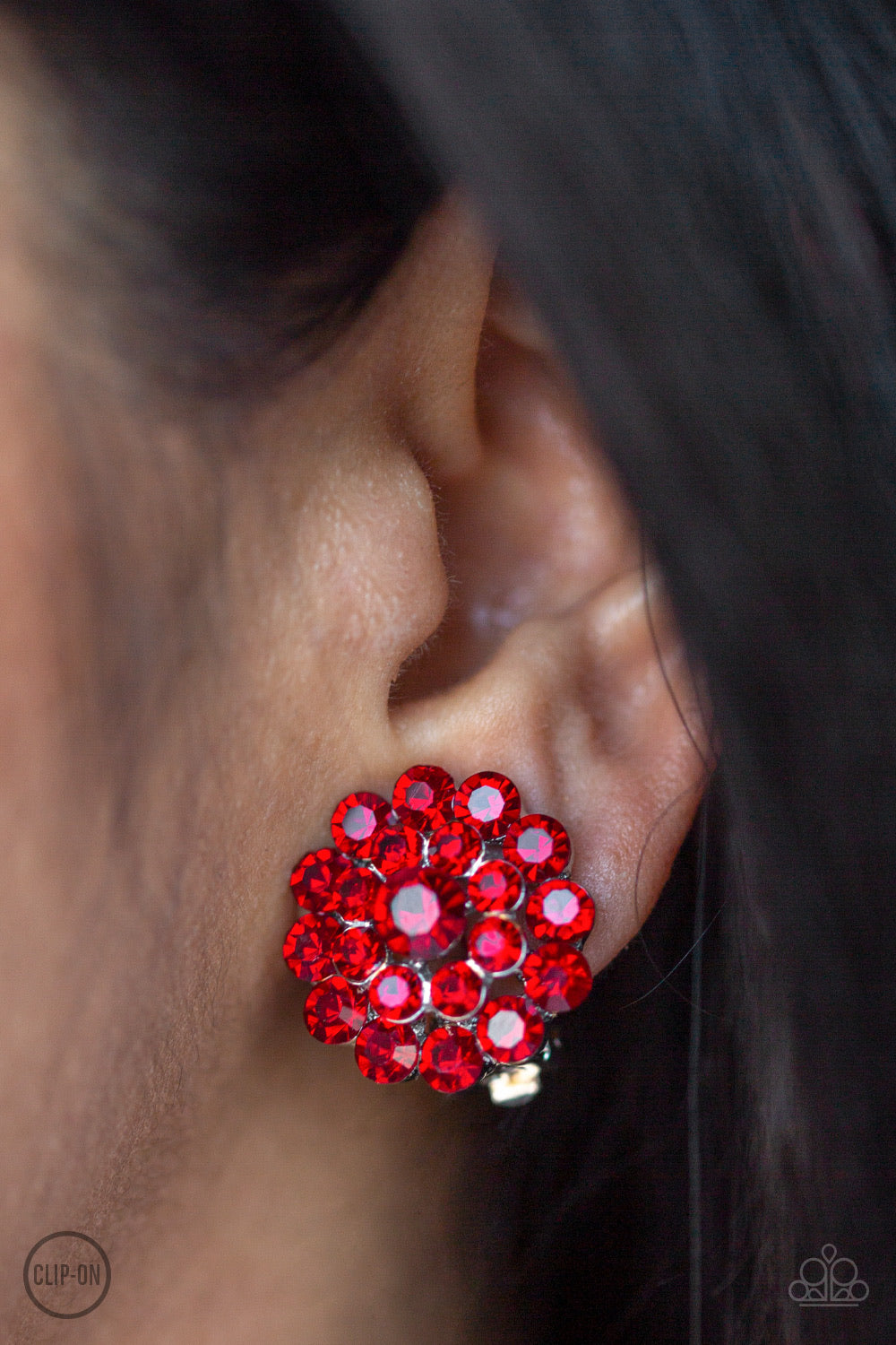 Glammed Out Red Clip-On-Earrings