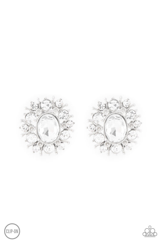 Serious Star Power White Clip-On-Earrings