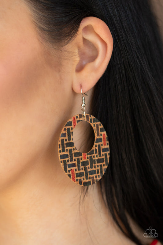 Put A Cork In It Black-Earrings